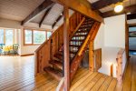 Stairs to upper and lower levels - lower level is a family room